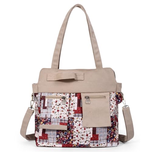 Black Butterfly Boho Canvas Tote Bag for Women, Large Printed 2-in-1 Shoulder & Crossbody Casual Purse for Daily Commute - color: Apricot Red