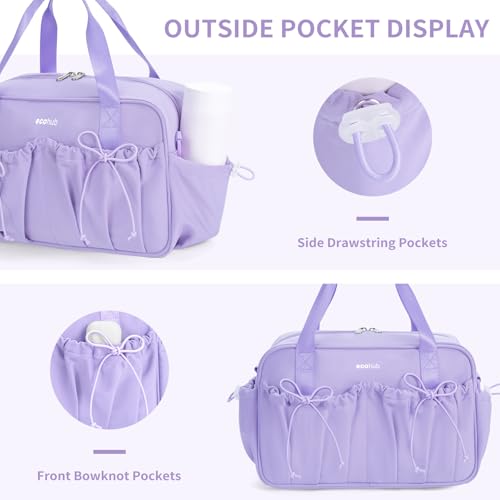 ECOHUB Small Gym Bag for Women, Mini Gym Duffle Bag with Wet Compartment, Bowknot Sports Bag, Cute Gym Tote Bag Dance Yoga Workout Travel Bags Lavender - color: Lavender