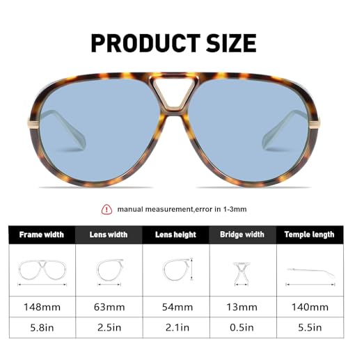 GRFISIA Retro Oversized Aviator Sunglasses for Women Men Metal 70s Aviators 2026 Fashion Shades for Beach Vacation UV400 - color: (3pcs) Black/Gray+tortoise/Green+tortoise/Blue