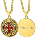 FaithHeart Knights Templar Necklace for Men, Christian Necklace for Men Stainless Steel Pendant Neckalces Christian Gifts with Gift Box - color: 04. Medal-Gold(Custom)