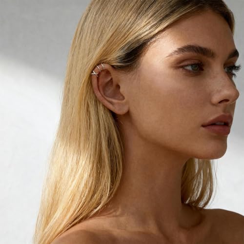 Ear Cuffs Non Piercing 14K Gold Plated Ear Cuff Earrings for Women Trendy Clip on Cartilage Earring Stacks Non Pierced Adjustable Fake Earrings Set Jewelry - color: A1:Silver Ear Cuffs