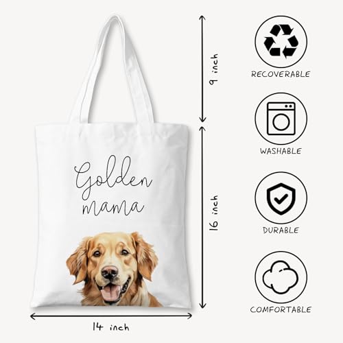 Dog Mama Canvas Tote Bag for Women, Dogs Lover Gift for Dog Mom, Birthday Christmas Cute Rottweiler Gifts For Women. - color: Golden Mama (028)