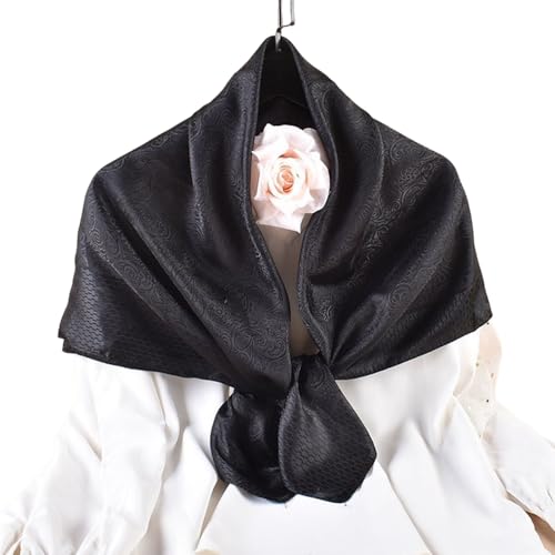 35” Satin Large Square Head Scarves-Like Silk Satin Scarf for Hair Wrapping at Night Bandana Square Scarf for Sleeping - color: Jacquard-black