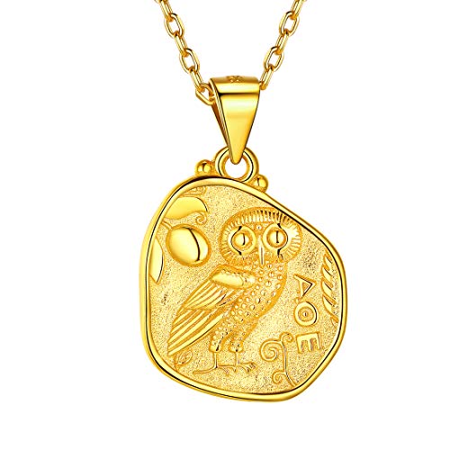 ChicSilver Coin Necklace Sterling Silver Vintage Round Circle Disc Dainty Coin Pendant Necklaces for Women - color: Style C - Gold