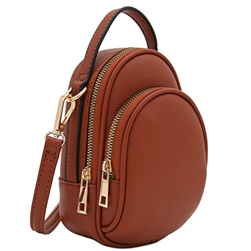 FashionPuzzle Two Compartment Mini Crossbody Bag | Two Compartment - color: Brown