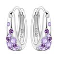 Earrings for Women 925 Sterling Silver Hoop Earring Colorful Cute Fashion Hoop Earrings Graduation Birthday Jewelry Gifts for Women - color: Purple Rhinestone Earrings