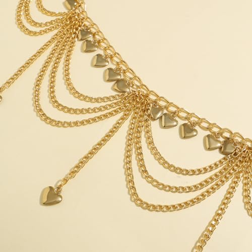 Boho Body Chain Waist Chain Gold Tone Tassel Layered Chain Belt Adjustable Belly Chains Metal Bikini Party Dress - color: Color 1