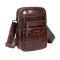 Leather Messenger Bag for Men, Small Leather Sling Shoulder Bag Messenger Pack for Men, Man Purse - color: Medium Brown