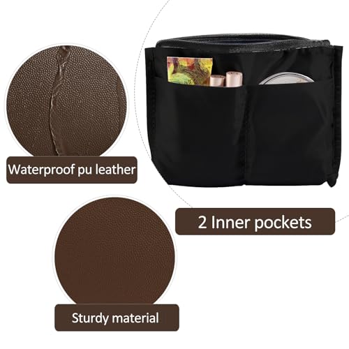 MAANGE Cosmetic Bags for Women Small Makeup Bag for Purse Pu Leather Makeup Pouch Travel Makeup Bag with Zipper Make Up Bag for Travelling - color: Coffee