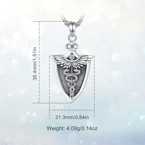 INFUSEU Mystical Hecate Triple Moon Goddess Necklaces, Divine Feminine Protection Gifts - style: Caduceus