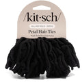 Kitsch Petal Hair Ties No Damage - Strong, Stretchy & Snag-Free Hair Bands | Soft Fabric Ponytail Holders, Stylish Elastics for Everyday Hairstyles | Ideal Gifts for Women - Black, 10pcs - color: Black Petal (Pack of 10)