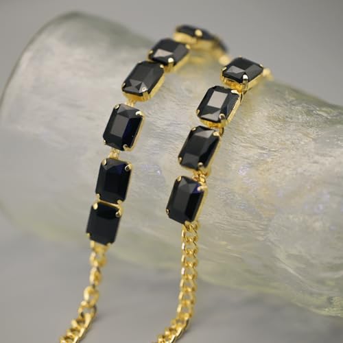 Fashionable Chunky Plated Tennis Rhinestone Statement Necklace Jewelry Set for Women Multicolor gem necklace with Great Sparkle and Shine Design for Women to Easy Match - color: BLACK rhinestone necklace