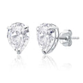 14k Yellow or White Gold Teardrop Gemstone Pear Shape Stud Earrings for Women with Push Backs and 8mm x 6mm Birthstone by MAX + STONE - color: Created White Sapphire