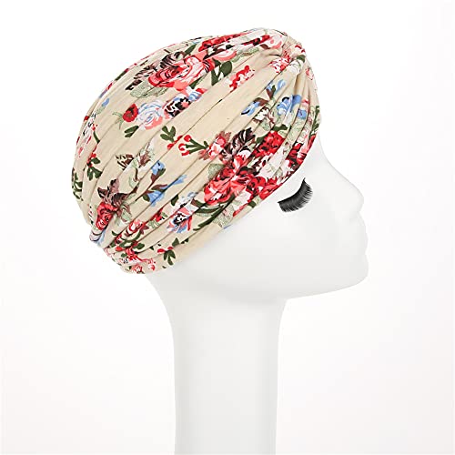 beauty YFJH Women's Cotton Turban Head Wrap Cancer Chemo Beanies Cap Headwear Cap Bonnet Hair Loss Hat - color: Beige