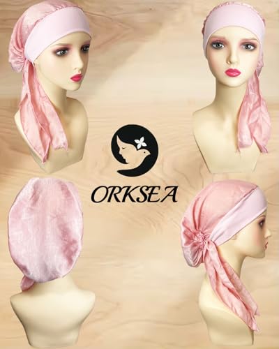 Chemo Headwear for Women Head Scarf Headwraps Silky Soft Turbans for Women Cancer Hats Chemo Beanie Coverings Scarves - color: B Light Pink