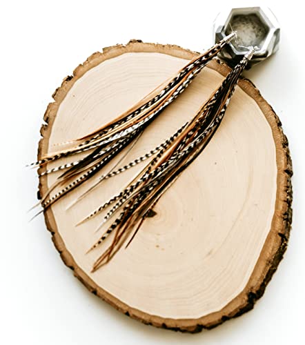 Feather Headz Bohemian handmade long lightweight feather dangle earrings for women - color: Natural