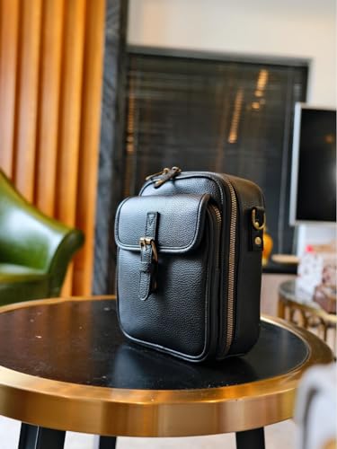 Leather Crossbody Bag for Women,Anti-Theft Messenger Bag with Large Capacity,Built-in Purse Card Slots Shoulder Sling Bag - color: Black