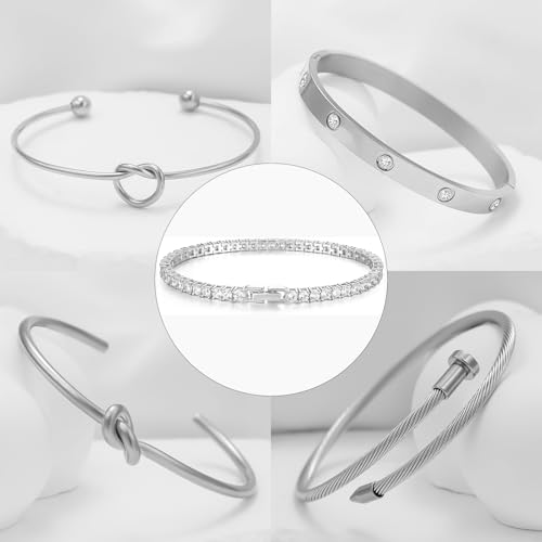 18 K Gold Plated Love Bangle Bracelet Stack Cuff Jewelry for Women Jewelry Set for Women Gift with Box - style: style16