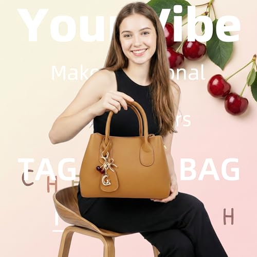 Cute Initial Cherry, Bow, Heart & More Styles - Personalized Keychain Bag Charms & Purse Accessories for Handbags - color: Red Cherry, style: G