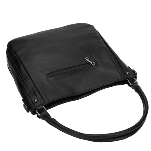 Shoulder Handbags for Women Large Soft Casual PU Leather Hobo Tote Purses - color: 01-black