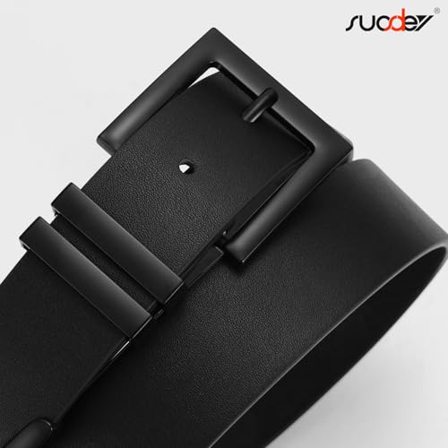 SUOSDEY Plus Size Women's Leather Belts for Jeans Pants Dress Fashion Women Waist Belt with Gold Buckle - color: B-black, size: Fit waist size 26''-33''