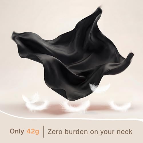 American Trends Women Silk Feeling Scarf Satin Head Scarves Square Wrap Neck Scarf Lightweight Silk Like Bandana - color: 01 Black