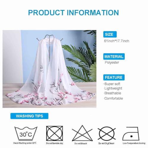 Xyueanlo Women's Chiffon Scarf Lightweight Scarves Fashion Elegant Floral Print Scarfs Shawls - color: Flower Grey White