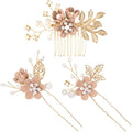 HINZIC 3pcs Flower Tassels Hairpin for Women, Non-Slip Pearl Hair Clips Headpiece, Retro Chinese Hanfu Wedding Brides Hair Accessories for Long Hair- Pink - color: Pink