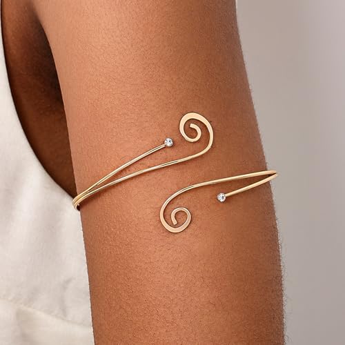Long tiantian Gold Arm Cuff Upper for Women Bangle Bracelets Upper Arm Cuff Bracelet Trendy Armband Beach Jewelry Trendy Stuff Gifts - color: C1:gold Arm Cuff