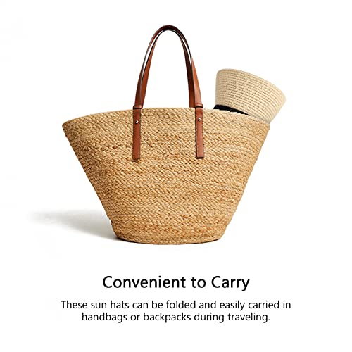 DRESHOW Women Straw Sun Hat Short Brim Panama Travel Fedora Summer Hat Roll Up Beach Cap for Women UPF 50+ - color: Beige Fa