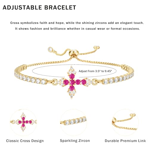 VIBILIA Bracelets for Women, Cross Bracelets for Women Trendy, Dainty Tennis Bracelet, Catholic Gift for Mom Daughter Wife Sister Friend, Communion Gift on Birthday Valentine's Day Easter Mother's Day - color: G. Gold-Rose