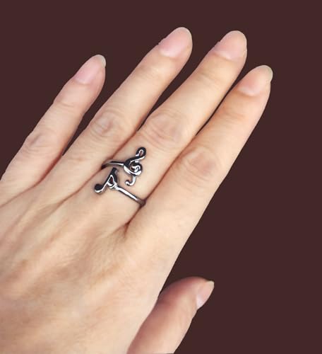 2pcs 925 Sterling Silver Music Note Ring for Women and men, Treble Clef Open Ring Musical Jewelry Gifts for Music Festival Live House Hip Hop Music Lover, musicians, Custom Music rings