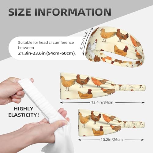 Black and Gold Swirl Liquid Ink Marble Workout Headbands Fashion Sports Sweatbands Yoga Hairbands for Fitness Athletic Non Slip Wicking Headscarf for Men Womens Girls Summer Accessories Elastic Bands - color: A Brood Of Chickens