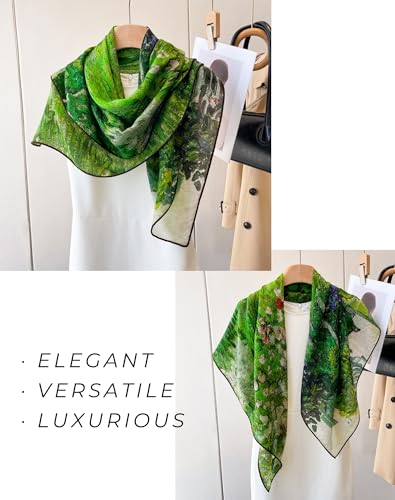 PoeticEHome Cashmere Scarf Wrap 36"x36" - Featherlight & Wrinkle-Free Artistic Square Shawl for Travel & Office, Gift Ready - color: Daubigny\'s Garden - 36"