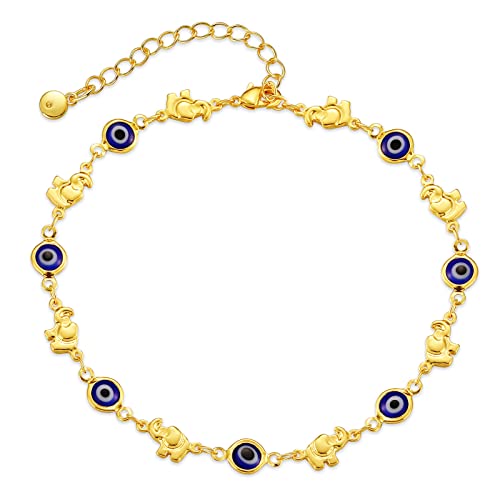 Yumikoo 18k Gold Plated Anklet Ankle Bracelets for Women - style: Evil Eye Lucky Elephant