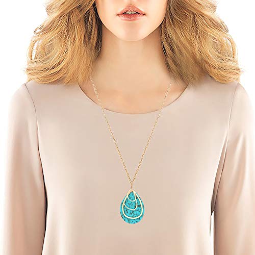 MOLOCH Long Necklace For Women Geometry Teardrop Acrylic Circle Pendant Necklace Statement Boho Acetate Resin Necklace Minimalist Gift - color: Green