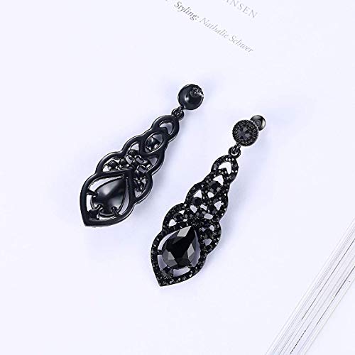 Women's Alloy Teardrop Crystal Chandelier Dangle Earrings - color: E-black