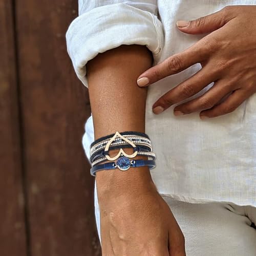 Long tiantian Leather Bracelets for Women Men Heart Wrap Bracelets Western Jewelry Cowgirl Outfits Birthday Gifts for Her - color: D3:blue leather bracelet