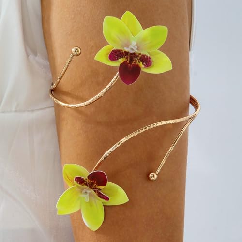 Golden Metal Starfish Seashell Upper Arm Bracelet Flower Charm Bohemia Bracelets for Women Beach Wedding Adjustable Open Cuff Bangle Coil Swirl Armband Party Jewelry - color: Style 05