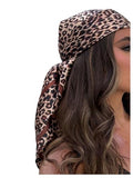 RoseSeek Women's Cheetah Print Silk Head Scarf Leopard Satin Rave Hair Scarf Headband Square Scarves - color: Brown
