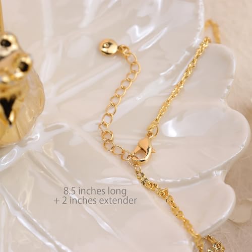 Dainty Gold Shell Pearl Charm Ankle Bracelet for Women Trendy non-Tarnish Adjustable Anklet Summer Beach Fashion Jewelry Gift - color: Link