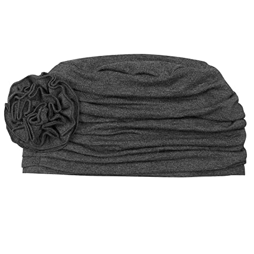 Alnorm Flower Design Chemo Hair Loss Caps Cancer Headwear for Women - color: Dark Hemp Grey