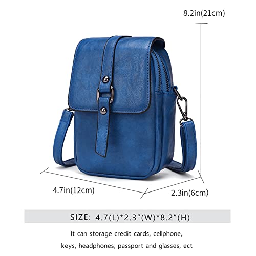 myfriday Vintage Crossbody Phone Bag for Women, Small PU Leather Shoulder Purse and Handbag - color: A-dark Blue