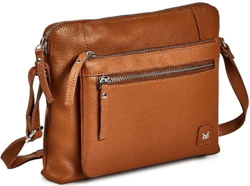 Leather Crossbody Bags for Women Small Soft Genuine Pebbled Sling Shoulder Handbag Crossover Purse with Full Adjustable Strap (Cognac Nappa) - color: Cognac Nappa