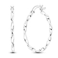 Parmuz 925 Sterling Silver Earrings Hoops for Women Ladies Simple Lightweight Twisted Medium Hoop Earrings With Cubic Zirconia Hypoallergenic Jewelry for Her - color: grey