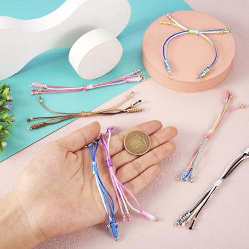 Adjustable Slider Bracelets Colorful Half Finished Bracelets Adjustable Beaded Bracelets DIY Friendship Bracelets for Women Jewelry Making Gifts Supplies - color: 8 Colors-Gradient