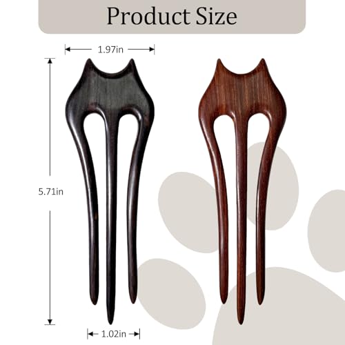 French Hair Pin for Women Wooden Rosewood Hair Sticks for Buns Chinese 3-prong Cute Hair Fork for Long Hair (Darkred(Rosewood)) - color: Darkred(Rosewood)