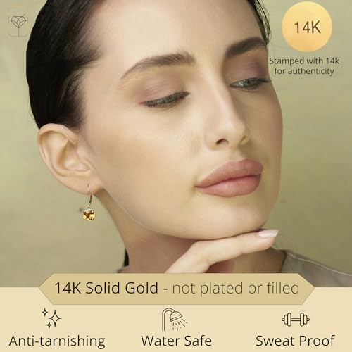 14k White or Yellow Gold Cushion Cut Gemstone Dangle Earrings for Women with 8mm Birthstones by MAX + STONE - color: Citrine