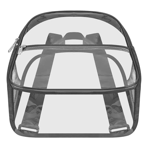 Oraben Clear Backpack for Stadium Events, Clear Bag Stadium Approved | 12 x 6 x 11 inch Small Clear Backpack for Soccer Game, Concerts , Fast Security Check, Waterproof PVC - color: Charcoal Gray, style: Nylon Shoulder Straps