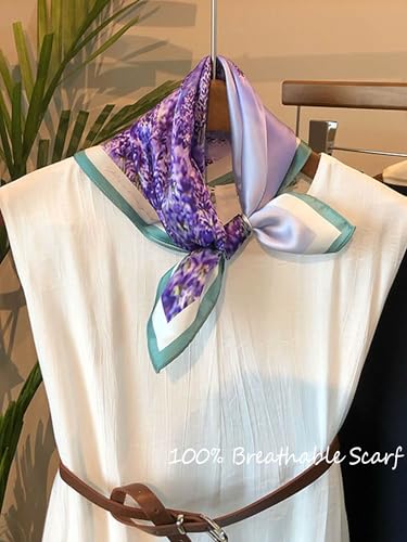 Silky Scarf for Women Lightweight Satin Bandanas Neck Hair Wrap For Sleeping Head Scarves 27.5" - color: A13 Purple Lavender/27.5"
